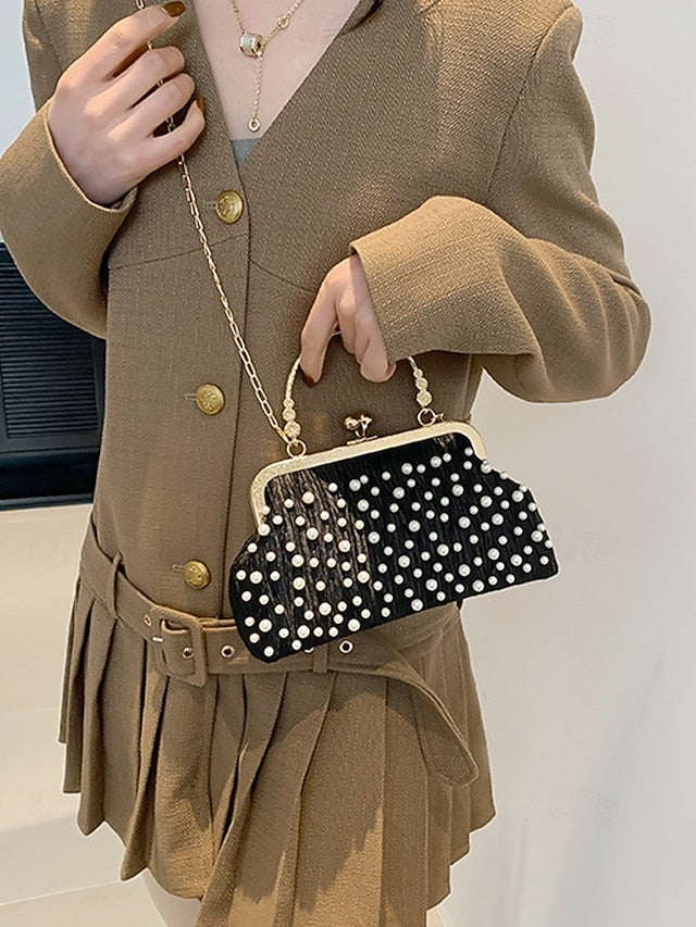 Elegant Vintage Bag – Beaded Evening Clutch Pearl Women's