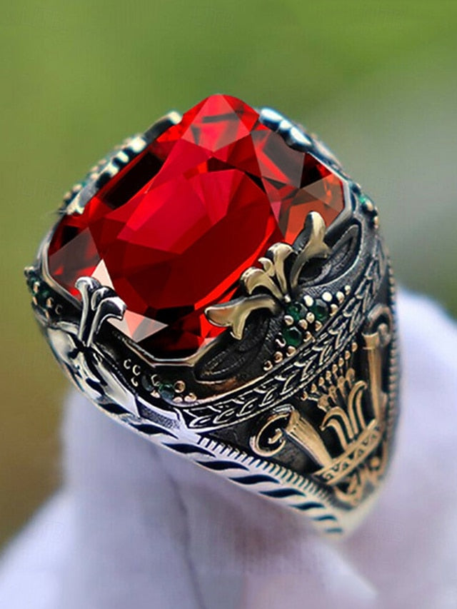 Gemstone Men's Ring Alloy