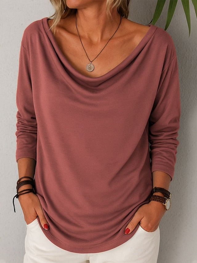 Women's Shirt Blouse Patchwork Solid Color Plain Stylish