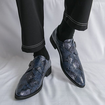 Shoes Snake Monk Strap – Classic for Men Print Brown Formal