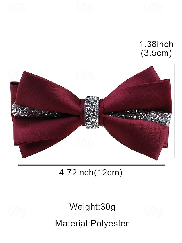 Burgundy Embellishment Satin with Tie Crystal Elegant – Bow