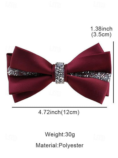 Burgundy Embellishment Satin with Tie Crystal Elegant – Bow