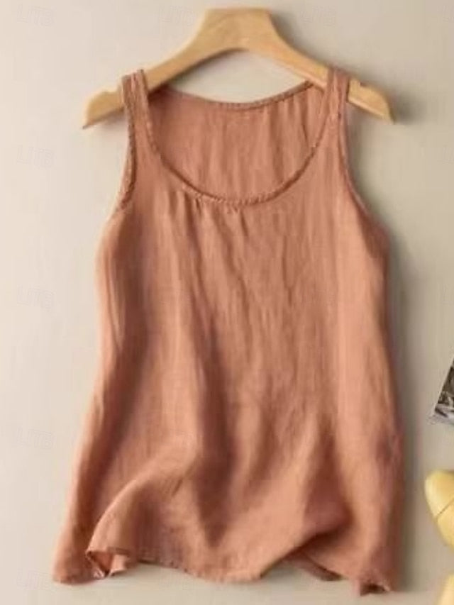 Women's Shirt Solid Color Basic Casual Sleeveless Crew Neck