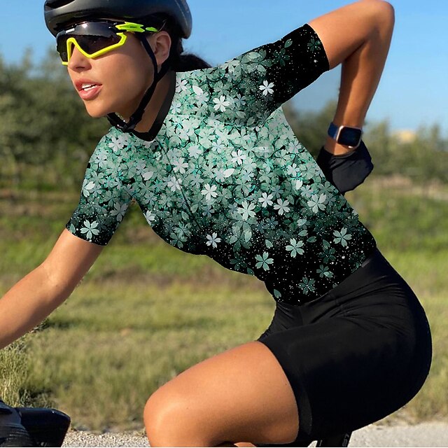 Women's Cycling Jersey Floral Botanical Short Sleeve Bike
