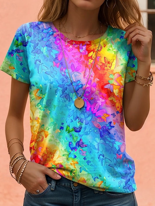 Women's T Shirt Gradient Casual Short Sleeve Round Neck