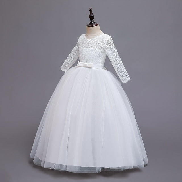 Girls' Sleeve Wedding Girl Dress Flower Half Kids