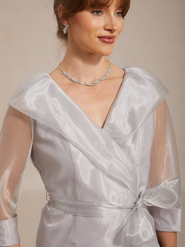 Women's Dressy Tops Ruched Illusion Solid Color Elegant 3/4