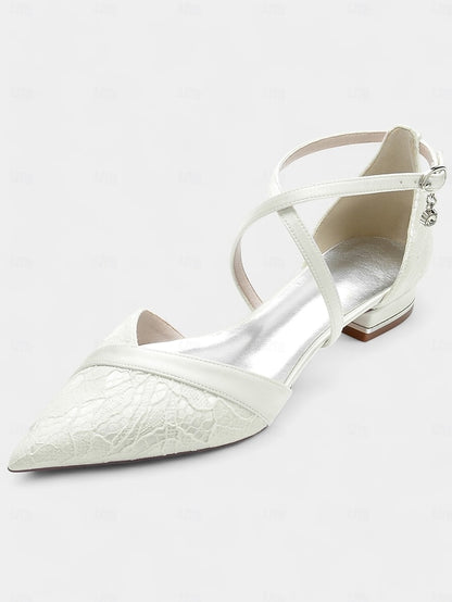 Satin Navy Shoes Overlay with for Low Lace Heel Blue Cross-Strap