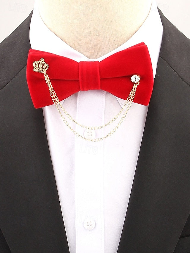 Tie Chain Crown Bow Velvet and with Men's – Detail