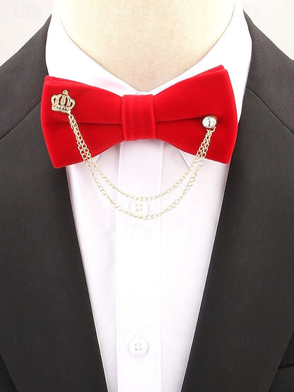 Tie Chain Crown Bow Velvet and with Men's – Detail