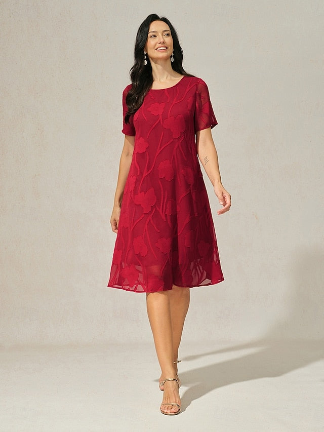 Women's Knee Length Dress Chiffon Dress Elegant Casual