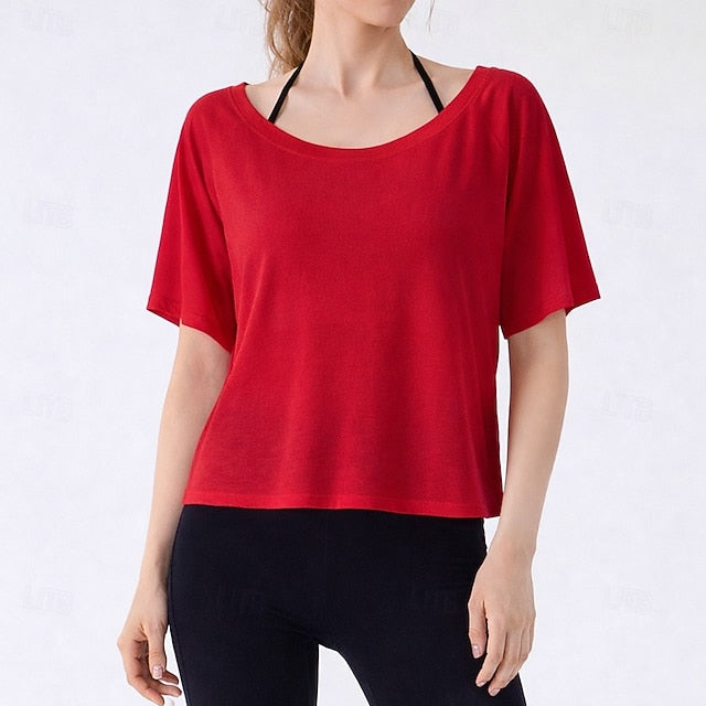 Women's Tee Sports T-Shirt Solid Color Elegant Cute Casual