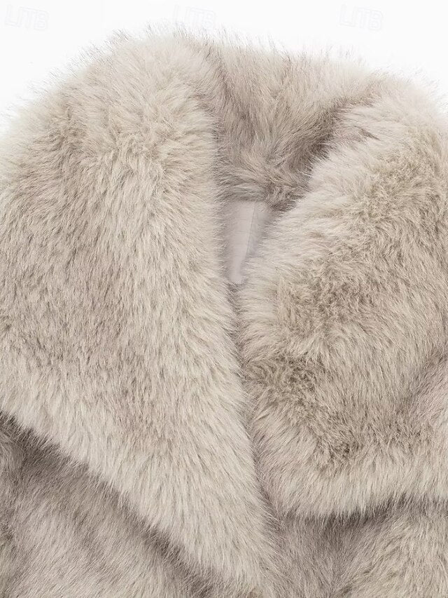 Comfortable Furs Coat Faux Women's Fur Warm Buttons