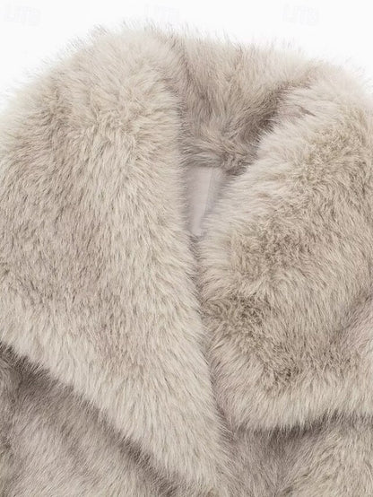 Comfortable Furs Coat Faux Women's Fur Warm Buttons