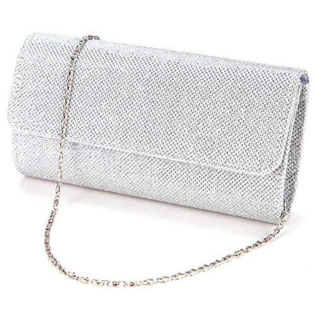 Glitter Women's Clutch – Elegant Silver Evening Purse