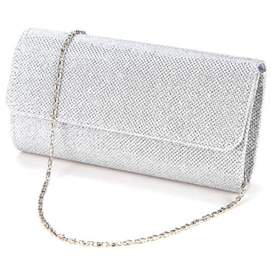 Glitter Women's Clutch – Elegant Silver Evening Purse