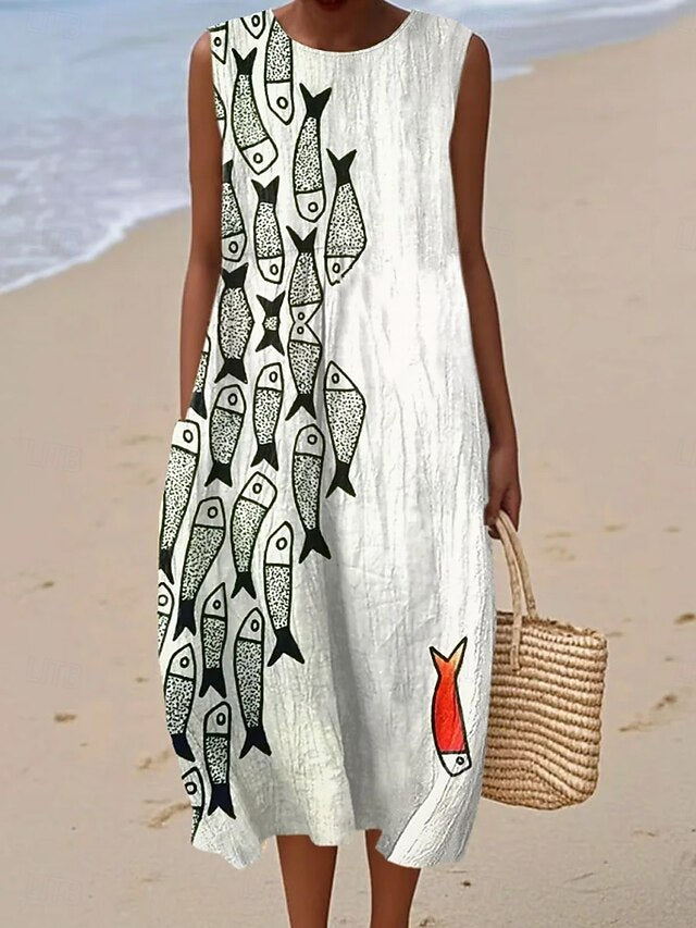 Women's Midi Dress Sundress Shift Dress A Line Dress