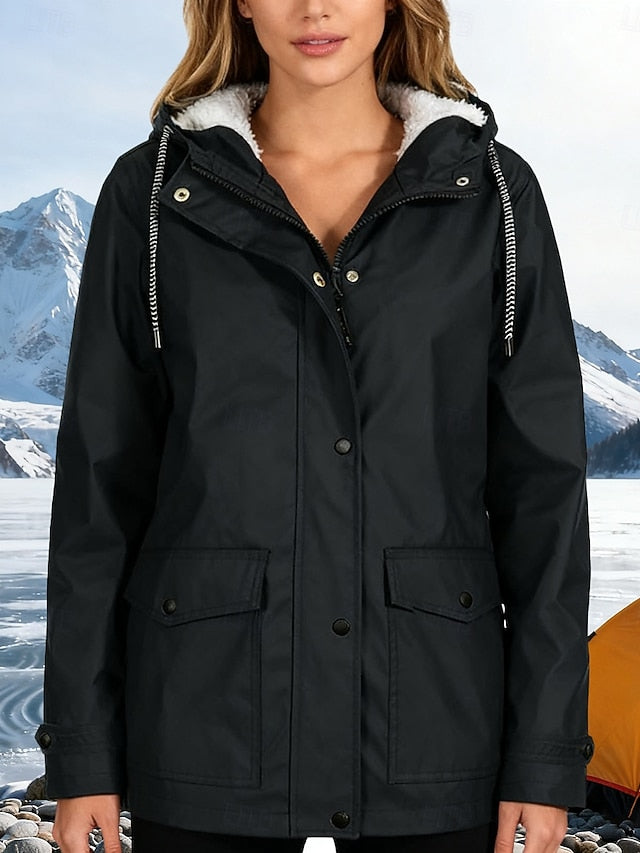 Women's Rain Jacket Raincoat Hiking Fleece Jacket Winter
