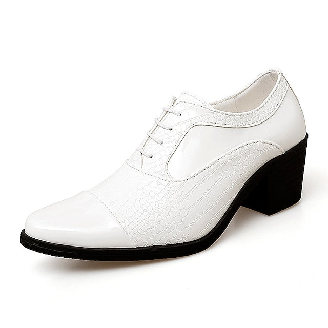 Leather Patent Faux Men's Black Crocodile Oxford Pattern