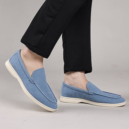 Blue Slip-On Loafers Light Men's Faux Casual – Breathable