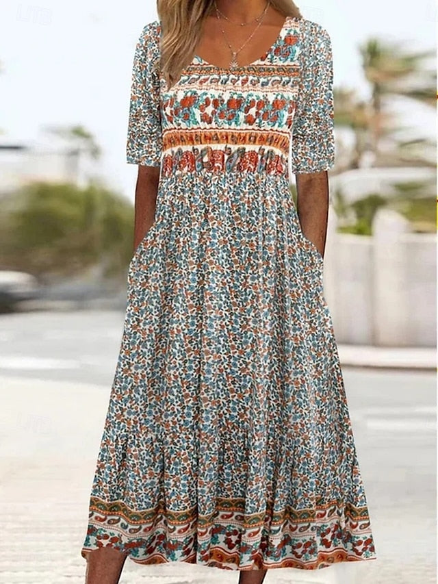 Women's Midi Dress A Line Dress Fit And Flare Dress