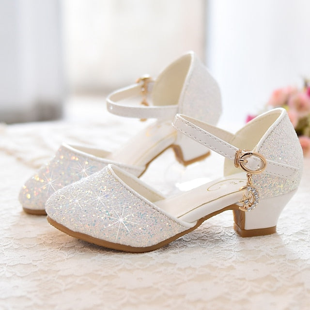 Heels Girls' Party Glitters Princess Little Rubber PU Shoes