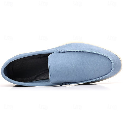 Blue Slip-On Loafers Light Men's Faux Casual – Breathable