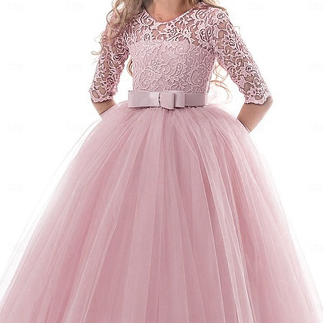 Girls' Dress Girl Flower Colored Kids Solid Wedding