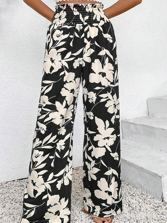 Women's Slacks Pants Trousers Boho Full Length Natural