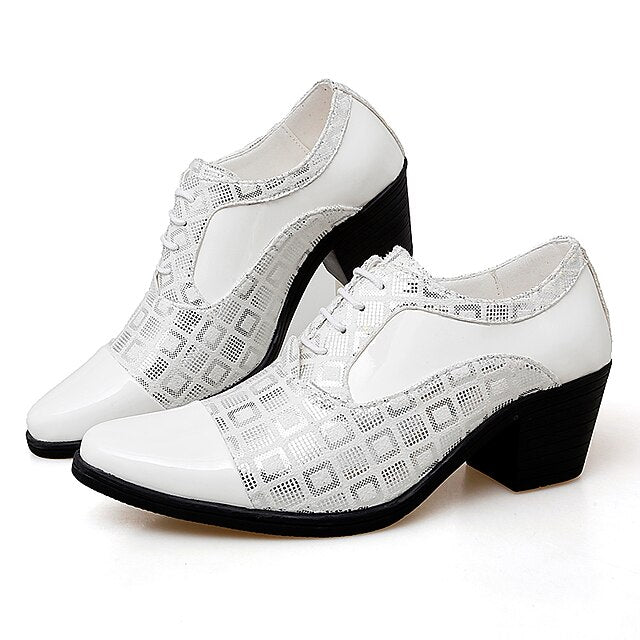 Block Men's Patent Heel and Black Shoes Leather Red Oxford