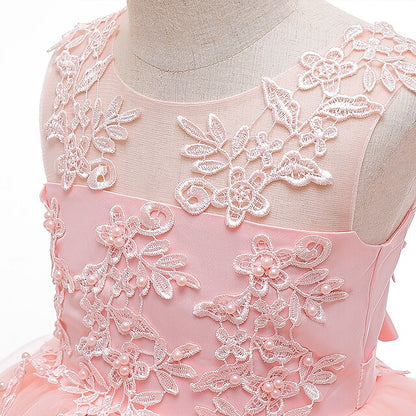 Party Solid Color Kids Dress Girls' Sleeveless