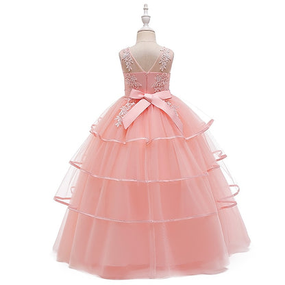 Color Sleeveless Party Girls' Solid Dress Kids