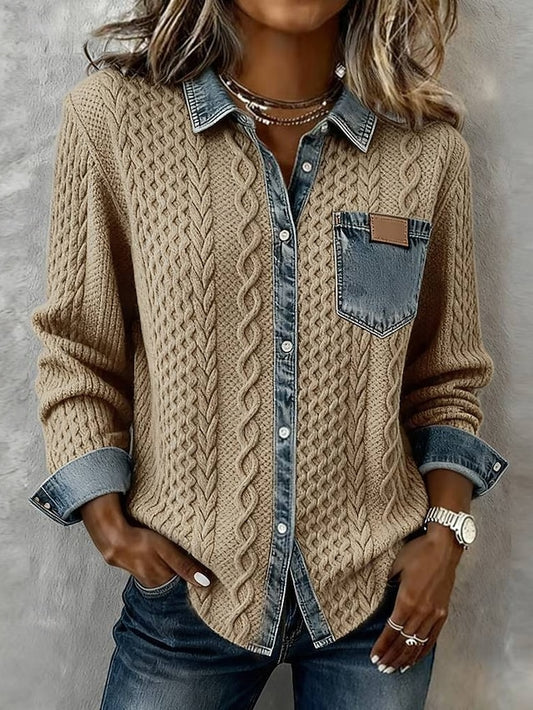 Women's Shirt Solid Color Vintage Stylish Basic Long Sleeve