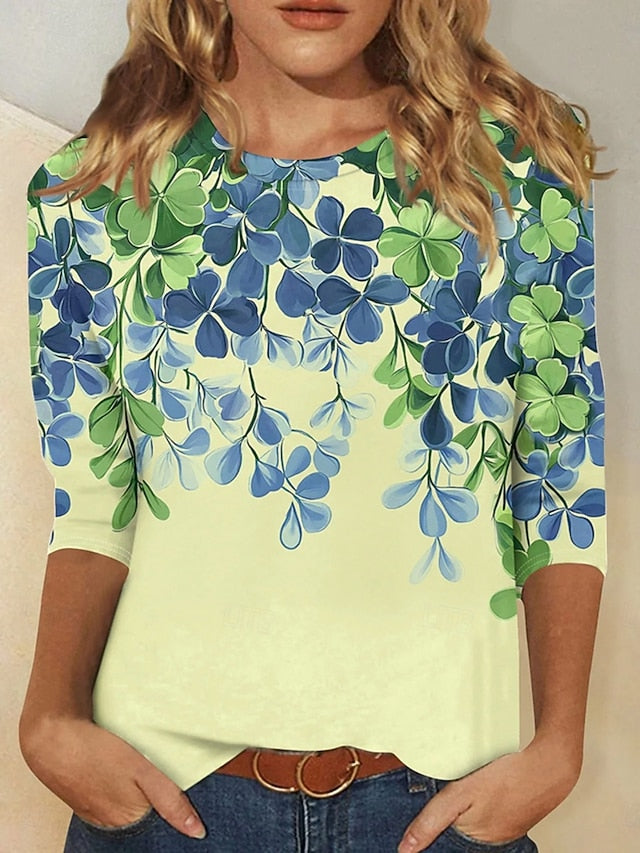 St. Patrick Women's T Shirt Graphic Shamrock Plants Fashion