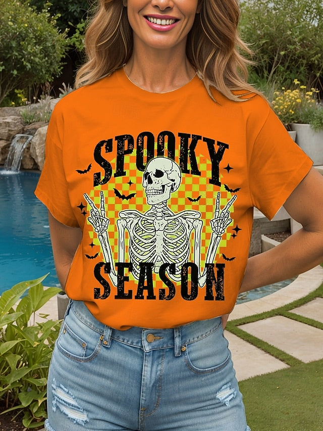 Women's T Shirt Skulls Graphic Cat Vintage Stylish Classic