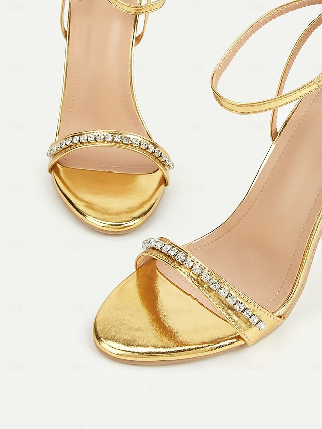 Dazzling Strap Metallic Ankle Women's Gold – Heels High