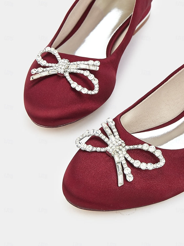 Women's Flats Bow Rhinestone - Round-Toe Embellished