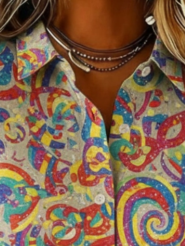 Women's Shirt Paisley Vintage Stylish Long Sleeve Shirt
