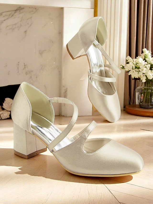 Satin Women's Mary 1950s Heels Jane Elegant Green – Block