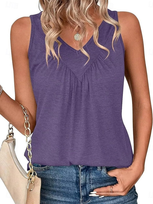 Women's Tank Top Ruched Plain Fashion Stylish Classic