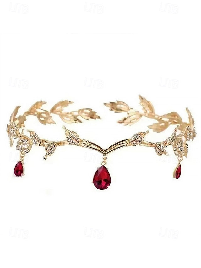 Gold Gemstone with Headpiece Leaf Vintage Blue – Drops