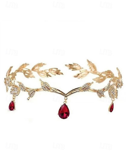 Gold Gemstone with Headpiece Leaf Vintage Blue – Drops