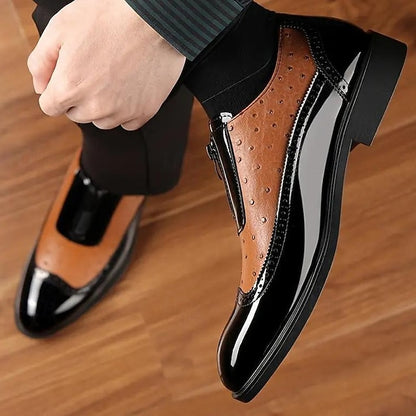 with Tan and Men's Patent Colorblock Shoes Black Formal