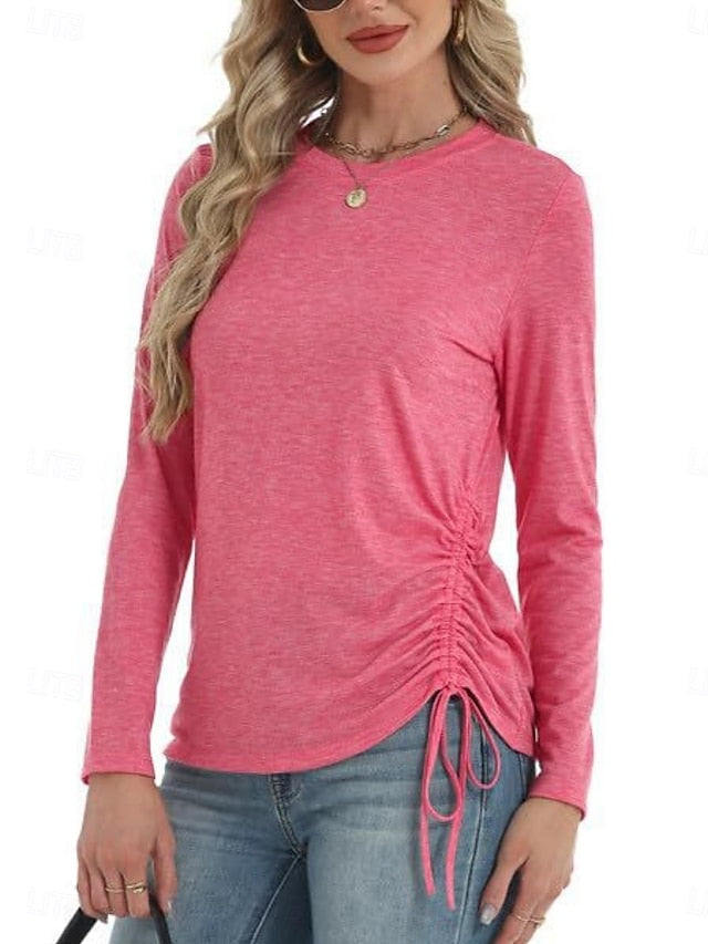 Women's Blouse Drawstring Solid Color Daily Stylish Casual