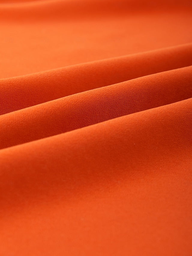 Orange Stand Collar Wide Leg Pants Set