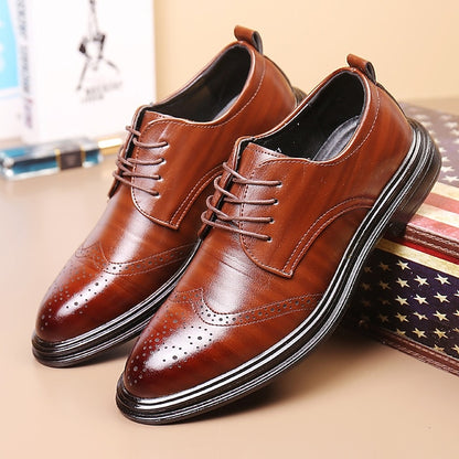 Shoes Leather Brogue Men's Classic Brown – Faux