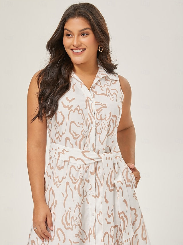 Women's Sleeveless Maxi Shirt Dress Summer A Line Shirt