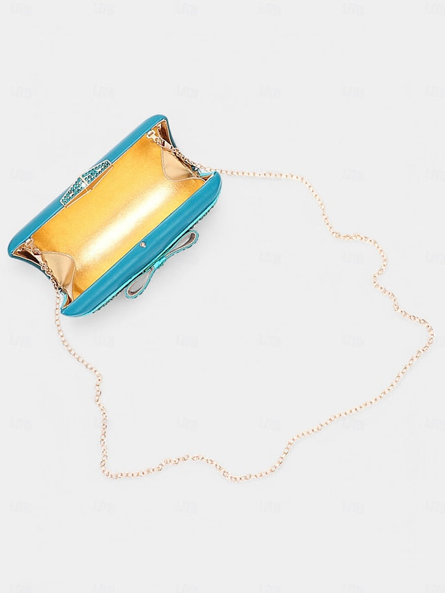 Rhinestone with Flat Gold Bow – Sandals Matching Clutch