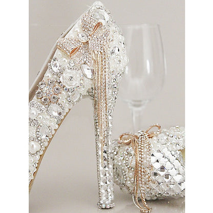 Rhinestone Platform Women's Pearl White and Embellished