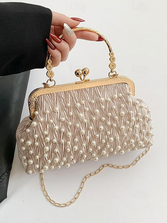 Elegant Vintage Bag – Beaded Evening Clutch Pearl Women's